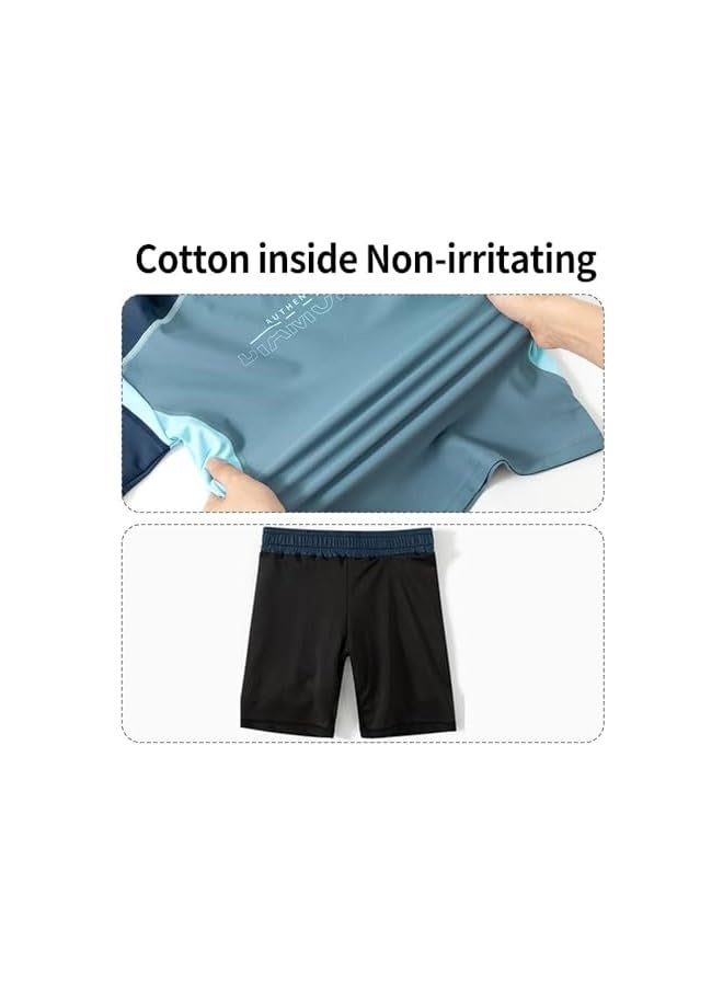 Boys Rash Guard Swimsuit UPF 50+ Swim Bathing Suit 4 Piece Sun Protection Swimwear Set for 4-13years old boy - Image 5