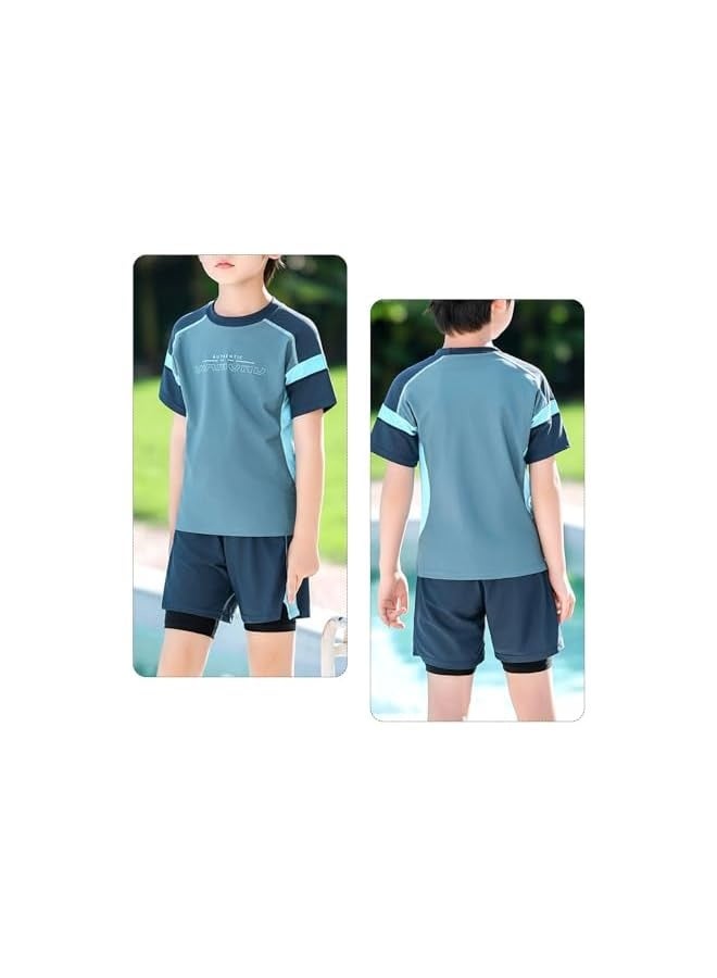Boys Rash Guard Swimsuit UPF 50+ Swim Bathing Suit 4 Piece Sun Protection Swimwear Set for 4-13years old boy - Image 3