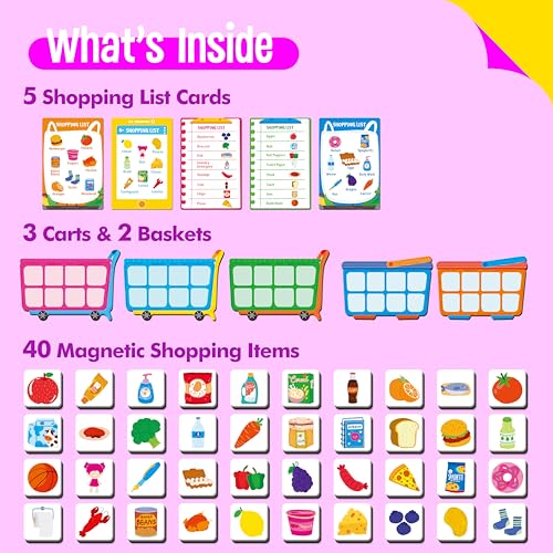 SpriteGru Magnetic Shopping List Game Funny Groceries Matching Memory Game Race to Collect Your Items Educational Toy for Boys Girls at Home - Image 5