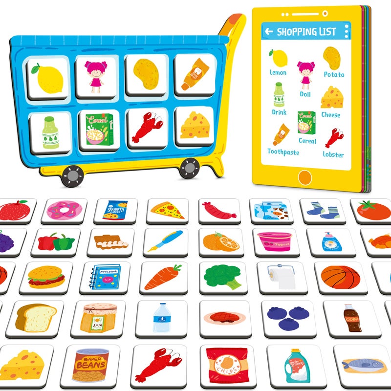 SpriteGru Magnetic Shopping List Game Funny Groceries Matching Memory Game Race to Collect Your Items Educational Toy for Boys Girls at Home - Image 3