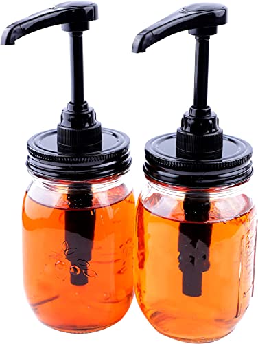 GMCOZY Mason Jar Syrup & Sauce Dispenser Pump Lids for Regular Mouth (2 Pack), Airtight & Leak-Proof Kitchen Food Grade Coffee Syrup Dispenser Pump (Jar Not Included) - Image 1