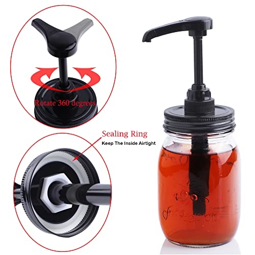 GMCOZY Mason Jar Syrup & Sauce Dispenser Pump Lids for Regular Mouth (2 Pack), Airtight & Leak-Proof Kitchen Food Grade Coffee Syrup Dispenser Pump (Jar Not Included) - Image 4