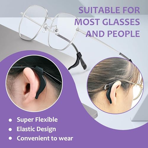 Zytiqt 20 Pairs Specs Holder Strap, Anti-Slip Silicone Ear Grips for Eyeglasses, Spectacle Holder, Secure Fit for Sports and Daily Use, Black Large Size Eyeglass Accessories,Ear Grip - Image 5