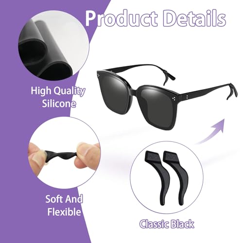 Zytiqt 20 Pairs Specs Holder Strap, Anti-Slip Silicone Ear Grips for Eyeglasses, Spectacle Holder, Secure Fit for Sports and Daily Use, Black Large Size Eyeglass Accessories,Ear Grip - Image 3