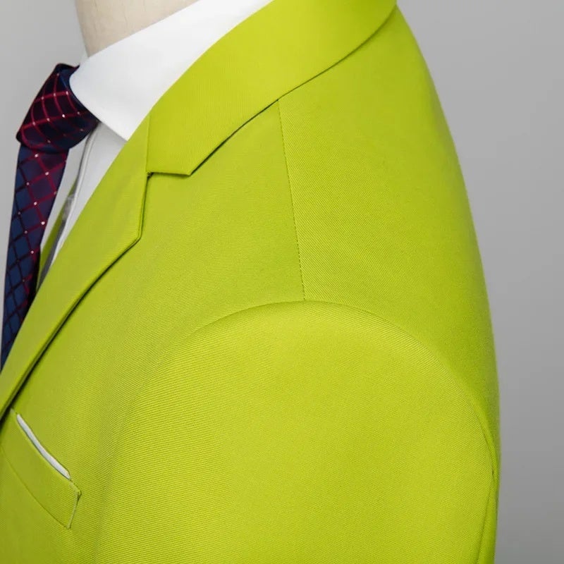 Foreign Trade Cross-Border New Korean-Style Suit Set for Weddings, Two-Button Three-Piece Suit, 3D Graphic Grass Green Formal Wear for Men - Image 5