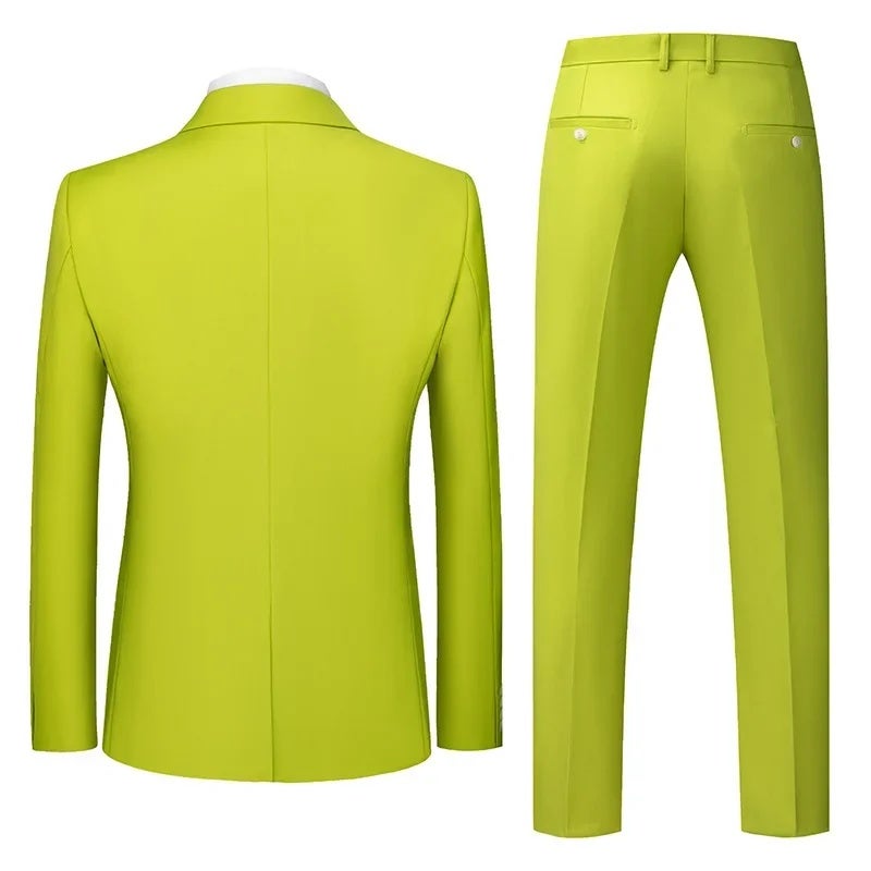 Foreign Trade Cross-Border New Korean-Style Suit Set for Weddings, Two-Button Three-Piece Suit, 3D Graphic Grass Green Formal Wear for Men - Image 3