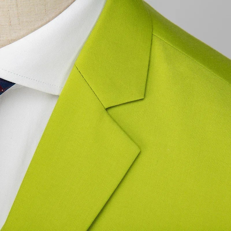 Foreign Trade Cross-Border New Korean-Style Suit Set for Weddings, Two-Button Three-Piece Suit, 3D Graphic Grass Green Formal Wear for Men - Image 4
