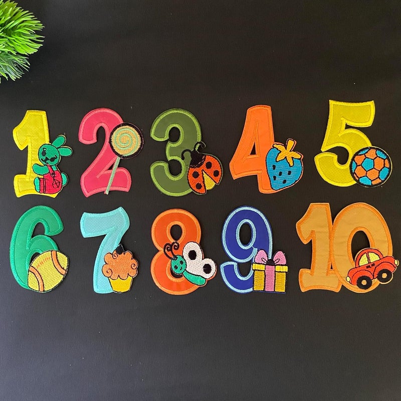 Embroidered Colorful Counting Number 1 to 10 Appliques Patches sew onIron on Patches for Kids BagsClothesCapsShoestShirtJeansDressCrafts DIY Projects etcPack of 10 pcs  - Image 2