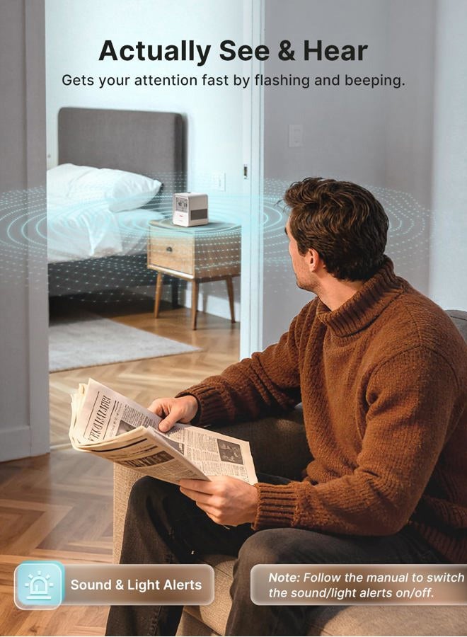 X-Sense Radon Detector, Audible & Visual Alert, One-touch Reset, Stores up to 99 Local Reports, Temperature and Humidity Range Display, Long-term Accurate Monitoring for up to 999 Days, Model XR0B-SR - Image 3