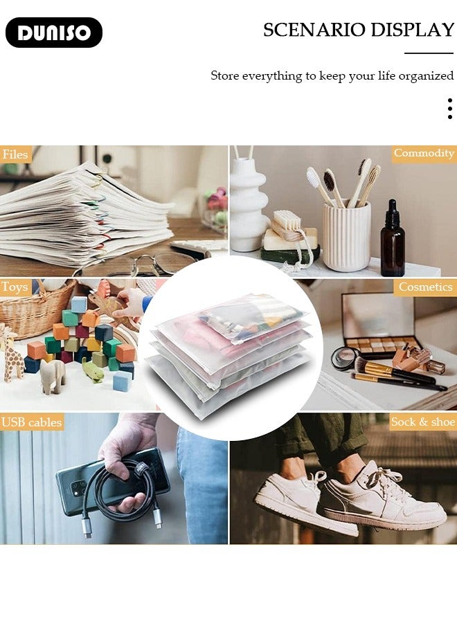DUNISO 50 PCS Frosted Clothes Packaging Bags for Shipping, Reusable Frosted Zipper Plastic Bags for Clothing Travel Storage Bags, Multifunctional Clear Plastic Apparel Bag, Resealable Apparel Zip Slider Bags for for Underwear, Towels, Shoes, Clothes, Cosmetics, Toiletries - Image 3