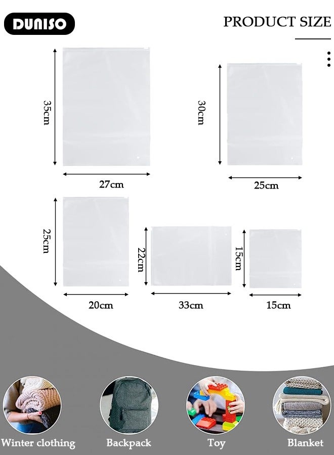 DUNISO 50 PCS Frosted Clothes Packaging Bags for Shipping, Reusable Frosted Zipper Plastic Bags for Clothing Travel Storage Bags, Multifunctional Clear Plastic Apparel Bag, Resealable Apparel Zip Slider Bags for for Underwear, Towels, Shoes, Clothes, Cosmetics, Toiletries - Image 4