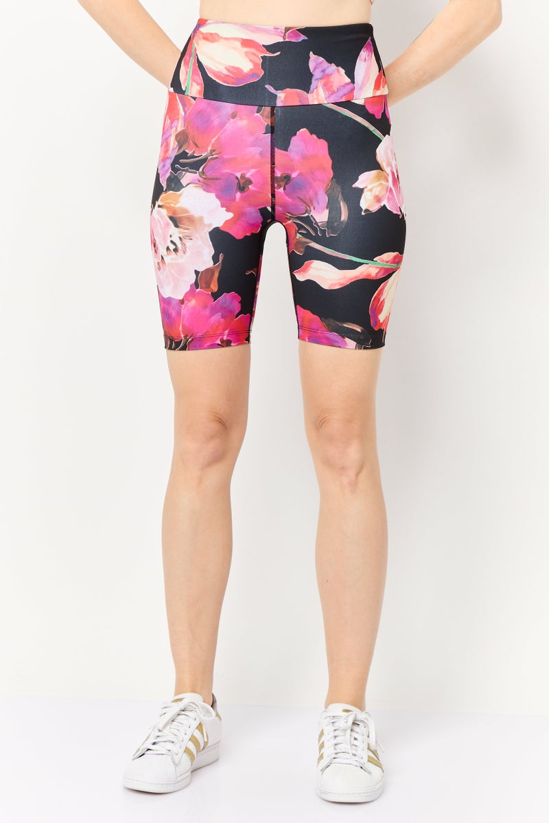 GUESS Women Sportswear Fit Floral Print Outdoor Leggings Shorts, Multicolor  - Image 1