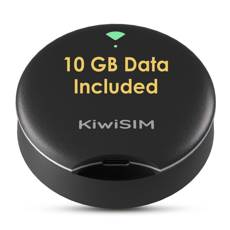 KiwiSIM UFO Mobile Hotspot with Data 10GB-30Days, Portable Pocket WiFi 6 & 4G LTE Hotspot l MiFi, Support AT&T, T-Mobile, Verizon, 10 Devices, USA Coverage, No SIM Card Required, No Contract, Black - Image 1