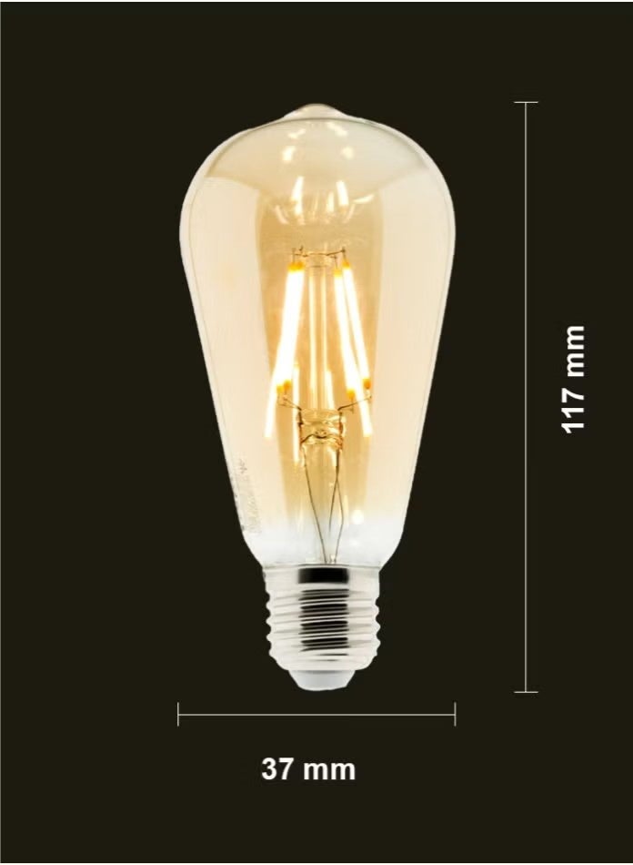 Edison Vintage LED Light Bulbs – 2-Pack, Dimmable E27 Base – 6W Warm White 2700K, ST64 Antique Style, Clear Glass Filament Bulbs for Home Décor, Pendant Lights & Chandeliers - Image 3