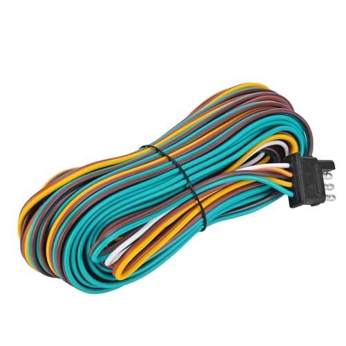 LIMICAR 35FT Trailer Wiring Harness Kit 4Way Trailer Wire Wishbone Style Trailer Wiring Harness with 4Flat Connector 42 Ground Trailer Wire Kit - Image 1