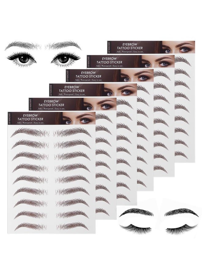 Molain 4D Hair-Like Eyebrow Tattoos Stickers 6 Sheets Waterproof Long-lasting Colors Transfers Sticker Peel Off for Eyebrow Grooming Shaping 1 Style 54 Pairs (Brown) - Image 2