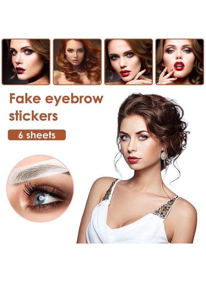 Molain 4D Hair-Like Eyebrow Tattoos Stickers 6 Sheets Waterproof Long-lasting Colors Transfers Sticker Peel Off for Eyebrow Grooming Shaping 1 Style 54 Pairs (Brown) - Image 3