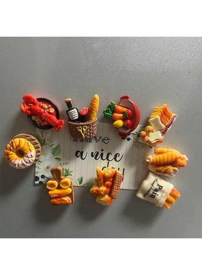 أخبار مجموعة مغناطيس ثلاجة على شكل طعام مكون من 9 قطع-ملصقات ثلاجة راتنجات ثلاثية الأبعاد لزينة المنزل والمطبخ - Image 1