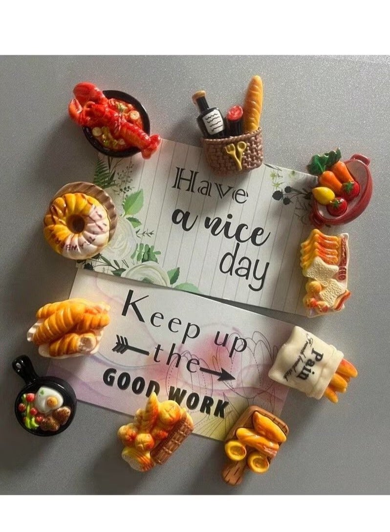 أخبار مجموعة مغناطيس ثلاجة على شكل طعام مكون من 9 قطع-ملصقات ثلاجة راتنجات ثلاثية الأبعاد لزينة المنزل والمطبخ - Image 4