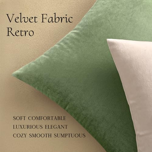 MIULEE Pack of 2 Sage Green Pillow Covers 18x18 Inch Decorative Velvet Throw Pillow Covers Modern Soft Couch Throw Pillows Farmhouse Home Decor for Spring Sofa Bedroom Living Room - Image 5