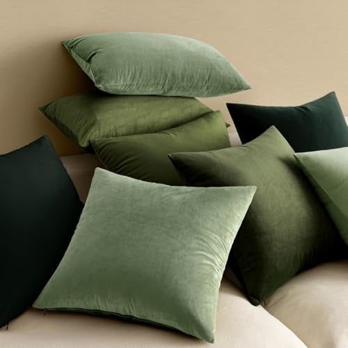 MIULEE Pack of 2 Sage Green Pillow Covers 18x18 Inch Decorative Velvet Throw Pillow Covers Modern Soft Couch Throw Pillows Farmhouse Home Decor for Spring Sofa Bedroom Living Room - Image 4