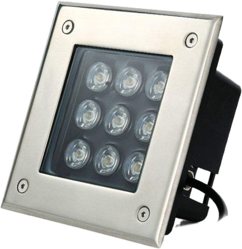 مصباح LED مربع مدمج للإضاءة الخارجية تحت الأرض، إضاءة أرضية مقاومة للماء IP67، مصباح LED بجهد منخفض DC12V للتراسات، الحدائق، الممرات حول المسابح، الإضاءة المعمارية (أبيض دافئ، 9 واط (12 فولت)) - Image 1