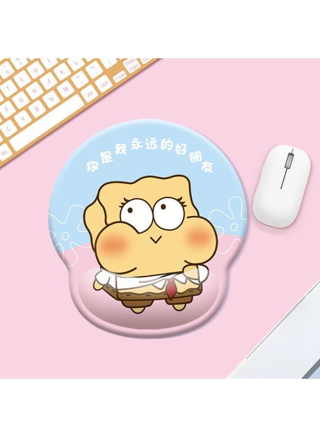 Creative Cartoon Cute Pet Silicone Wrist Mouse Pad Two-Piece Set Spongebob Squarepants 3D Keyboard Hand Pad Wrist Rest 