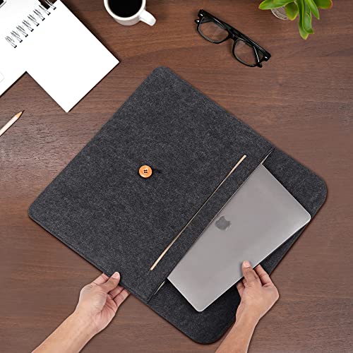 GadgetBite Felt Design 15 inches Laptop Sleeve Case Compatible for MacBook Pro/MacBook Air and All Other 15 inches laptops, Velvet Inner Lining Protection Smooth and Premium Button Lock(Dark Grey) - Image 4
