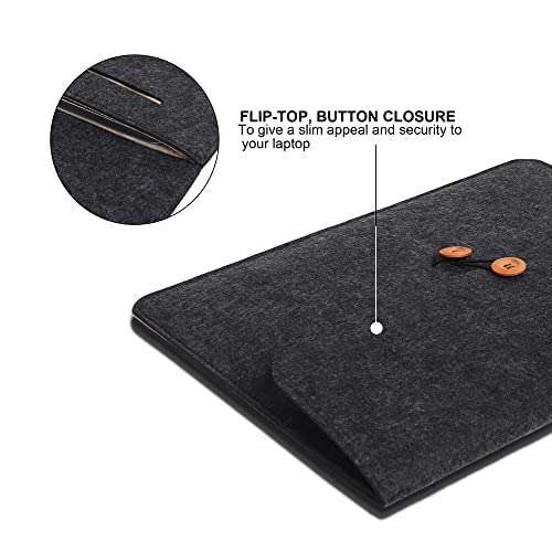GadgetBite Felt Design 15 inches Laptop Sleeve Case Compatible for MacBook Pro/MacBook Air and All Other 15 inches laptops, Velvet Inner Lining Protection Smooth and Premium Button Lock(Dark Grey) - Image 2