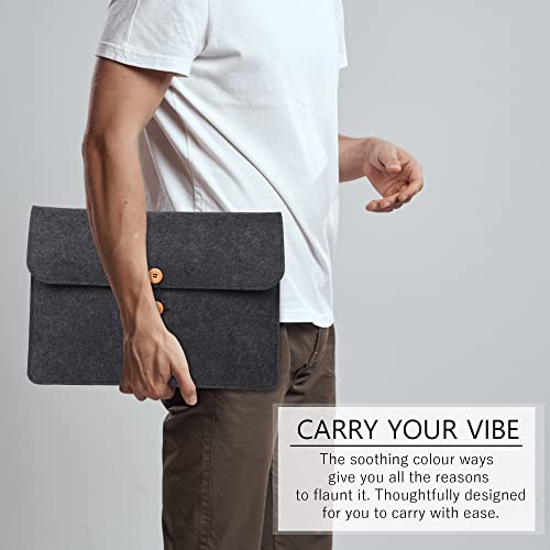 GadgetBite Felt Design 15 inches Laptop Sleeve Case Compatible for MacBook Pro/MacBook Air and All Other 15 inches laptops, Velvet Inner Lining Protection Smooth and Premium Button Lock(Dark Grey) - Image 5