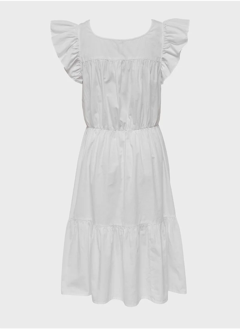 ONLY Square Neck Pleated Dress