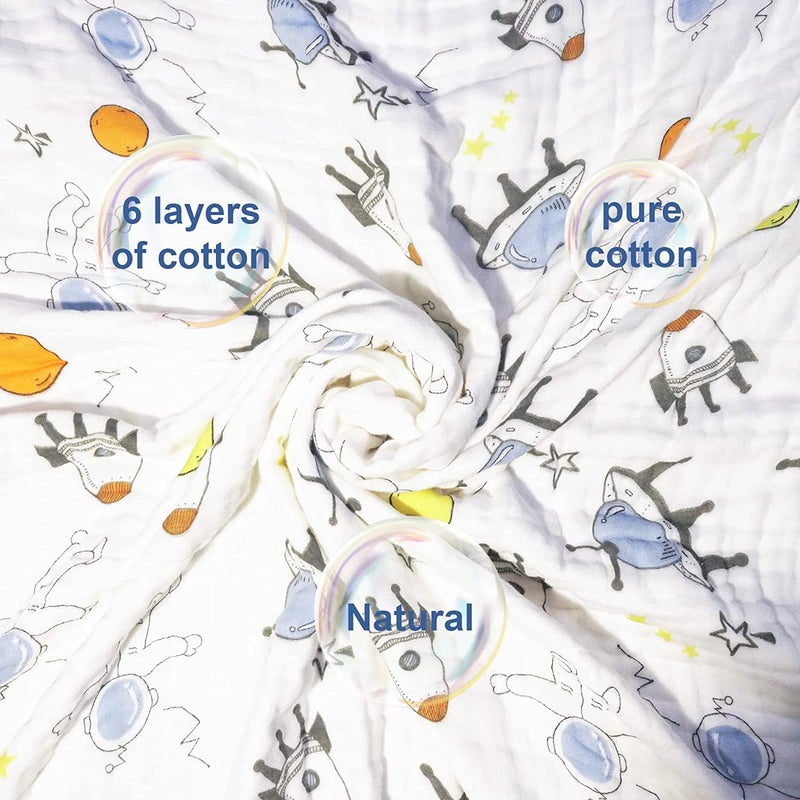 MosQuick- 100% Cotton Blanket for Baby 6 Layer Muslin Blanket for Baby Soft Blanket Ideal Blanket for Kids & Baby Blanket Perfect Baby Blanket for 0-5 Years Size 110cm x110 cm| TC - 250 - Image 1