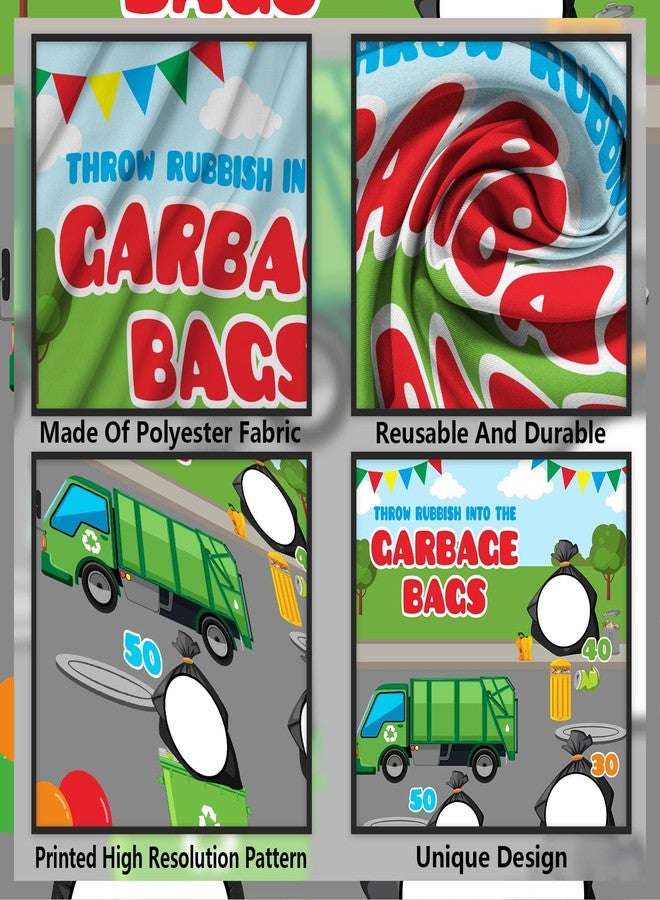 DZTRELFK Bags Garbage Truck Trash Trucks Toss Games Banner Backdrop Waste Management Recycling Bin Throw Rubbish into the Garbage Theme Decor Decorations for Birthday Party Supplies Gift - Image 3