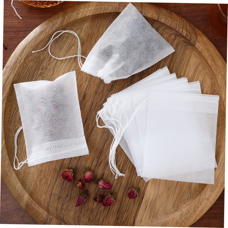 200 Count Unbleached Drawstring Tea Bags 8x10cm for Loose Leaf Tea and Soup Infuser Filters - Image 4