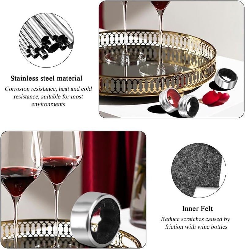 MeeTo Stainless Steel Wine Bottle Collars – Classy Drip Rings with Velvet Felt Linings Durable Drop Stoppers Elegant Wine Pouring Accessories for Home, Kitchen, Bar & Gifts [Pack of 2] - Image 5
