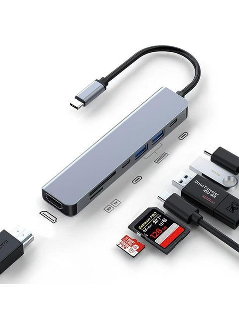 USB C Hub HDMI Adapter for MacBook Pro/Air, 7-in-1 Powered USB-C Multiport Hub Adapter with 4K HDMI, PD, USB 3.0, SD/TF Card Reader for MacBook Pro/Air Laptops, PC, iPad, iPhone 15/16 and More