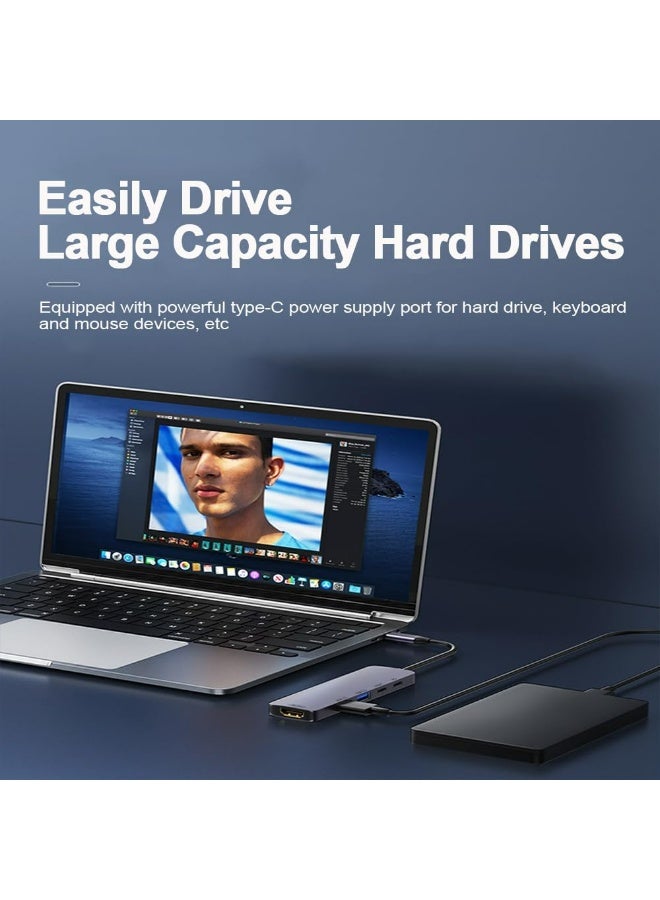 USB C Hub With  PD Charging Type C to HDMI 4K At 30Hz Adapter USB Hub 3.0 5Gbps Data Transfer SD/TF Card Reader   Ports Compatible For MacBook Pro Air M3 M2 M1 iPad Pro M4 iPhone 16 15 Pro Pro Max Lenovo Dell HP - Image 3