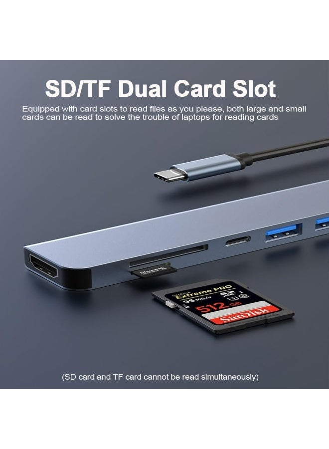 USB C Hub With  PD Charging Type C to HDMI 4K At 30Hz Adapter USB Hub 3.0 5Gbps Data Transfer SD/TF Card Reader   Ports Compatible For MacBook Pro Air M3 M2 M1 iPad Pro M4 iPhone 16 15 Pro Pro Max Lenovo Dell HP - Image 5