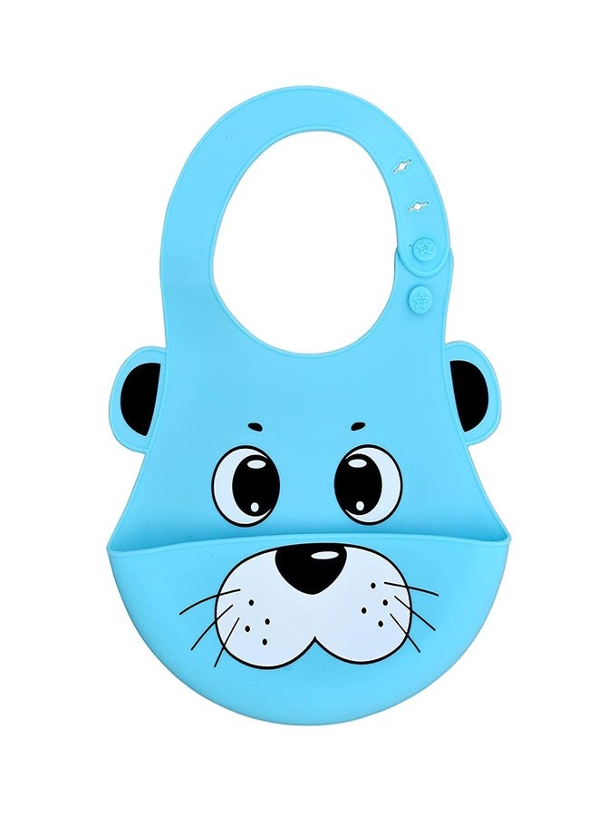 Aplam Chaplam Silicone Feeding Bib with Adjustable Strap, Waterproof, Easy to wash, Stain Proof | BPA Free/Soft Material Bibs with Tray/Food Catcher (Blue Yellow) - Image 2