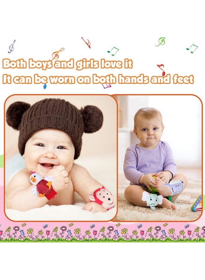 Jerify 4 Pieces Baby Wrist Rattles Animal Pattern Newborn Foot Rattles Toy for 0-12 Months Babies Boy Girl Infant Birthday Gifts Educational Toys, 4 Designs (Sheep, Dog, Chick, Monkey) - Image 4