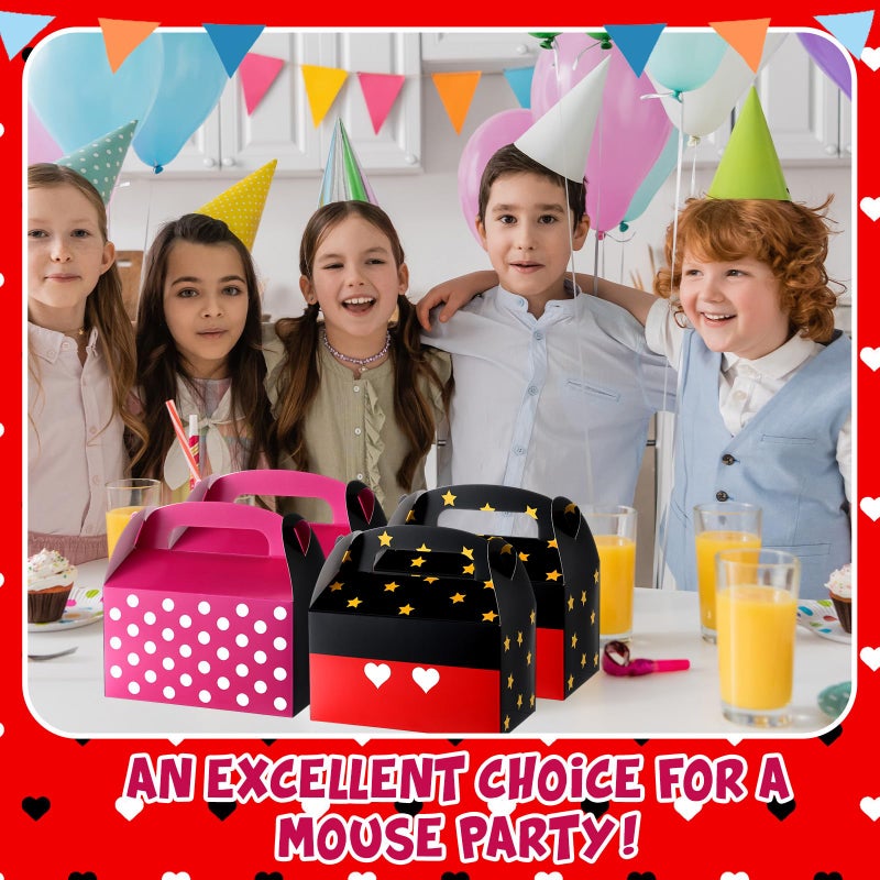 Marspark 24 Pack Black and Pink Mouse Cartoon Birthday Party Supplies, Paper Gift Boxes, Cartoon Candy Treat Boxes for Birthday Party Decorations (Black and Pink Pattern) - Image 3