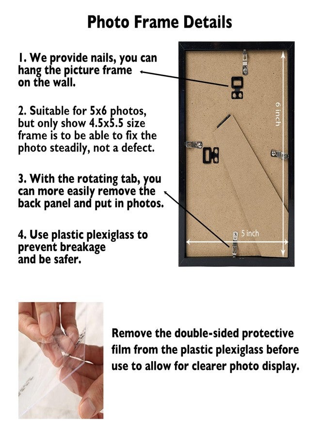 JCJMY 5x6 Picture Frame Black for Wall Hanging or Tabletop, Wall Mounting Horizontally or Vertically, 5 x 6 Wall Gallery Poster Photo Frame with Shatter Resistant Plexiglass, Black - Image 4