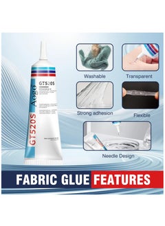 Excefore Fabric Glue, 4 Pieces 60ml Suitable for All Fabrics Cotton Linen Denim Leather Polyester Doll Repair Fabric Glue Permanent Clear Washable Fabric Liquid Stitch Mending Sewing Fix Flexible Adhesive Glue  - Image 4