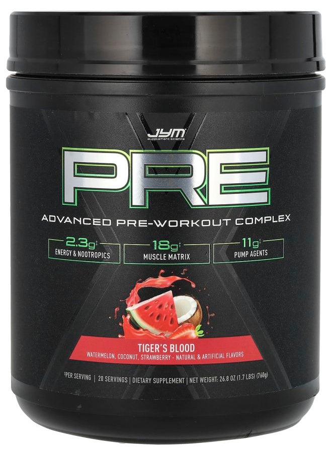 JYM Supplement Science - Pre JYM X Advanced PreWorkout Complex Tiger's Blood 1.7 lbs (760 g) - Image 1