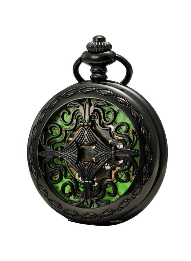 SEWOR Mens Luminous Dial Hand Wind Mechanical Pocket Watch with Brand Leather Gift Box (Stand Up Black), Green, Mechanical, Green, Mechanical - Image 1