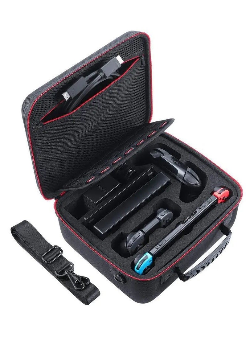 OHAHO - Carrying Storage Case for Nintendo Switch/For Switch OLED Model (2021) Portable Travel All Protective Hard Messenger Bag Soft Lining 21Games for Switch Console Pro Controller Accessories Black - Image 1