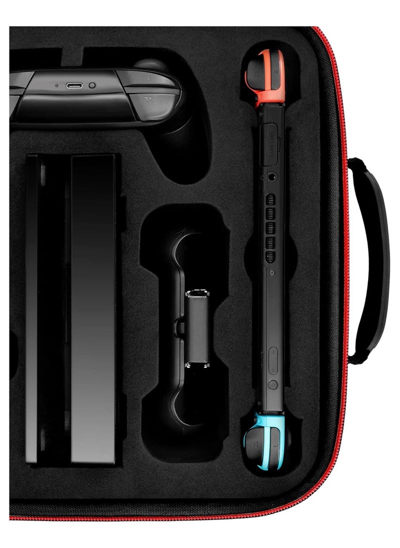 OHAHO - Carrying Storage Case for Nintendo Switch/For Switch OLED Model (2021) Portable Travel All Protective Hard Messenger Bag Soft Lining 21Games for Switch Console Pro Controller Accessories Black - Image 1