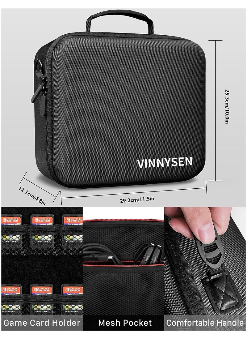 OHAHO - Carrying Storage Case for Nintendo Switch/For Switch OLED Model (2021) Portable Travel All Protective Hard Messenger Bag Soft Lining 21Games for Switch Console Pro Controller Accessories Black - Image 1
