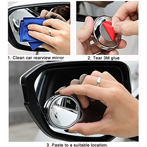 VELINEX® 360° Adjustable Blind Spot Mirror (Pack of 2) – Silver Convex Wide Angle Rear View Mirror for Cars, SUVs & Trucks | Universal Waterproof & Rustproof Mirror Attachment - Image 3