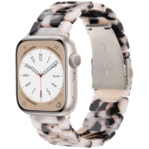 V-MORO Resin Bands Compatible with Apple Watch Series 11/10 Band 40/41mm Lightweight Fashion Strap Bracelet with Starlight Buckle for iwatch Series SE/9/8/7/6/5/4/3/2/1(Tortoise Stone,38/40/41/42mm) - Image 1